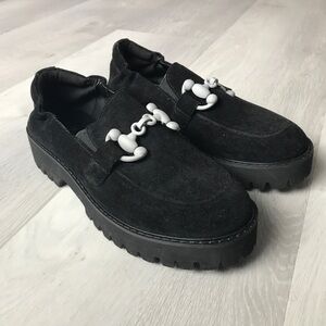 MATISSE SUEDE LEATHER HUTCH LOAFERS BLACK WOMENS 8.5